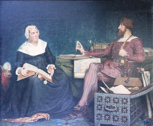 Scene of Sigbrit Reviewing Custom Accounts with King Christian II of Denmark